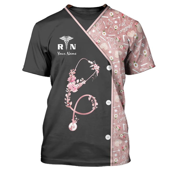 Love Nurse 3D Pink Nurse Shirts Women Nurse Shirts Life Tshirt, Nurse Uniform Shirt TO3157