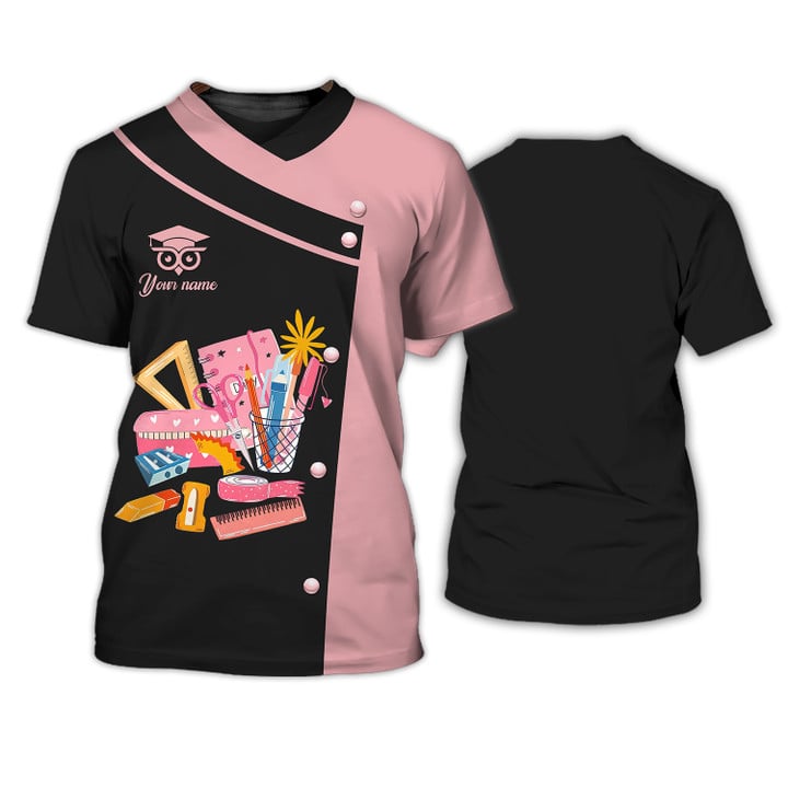 3D All Over Print Black and Pink Teacher Uniform Teacher Life Custom Tee Shirt TO3351