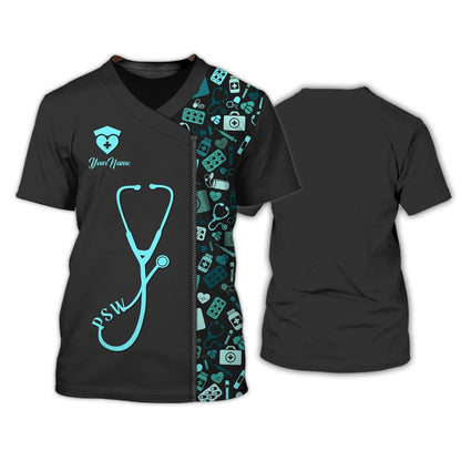 PSW Tools Pattern Shirts Medical Scrubs Clothing Custom PSW 3D Tshirt, Nurse Shirt TO3151