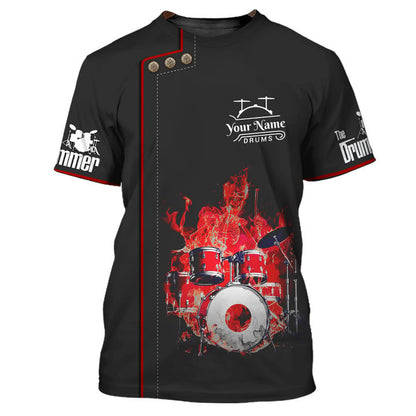 Drummer T-shirt Drummer Personalized Tee Shirt Black Non Workwear, Drum Team Uniform TO3110