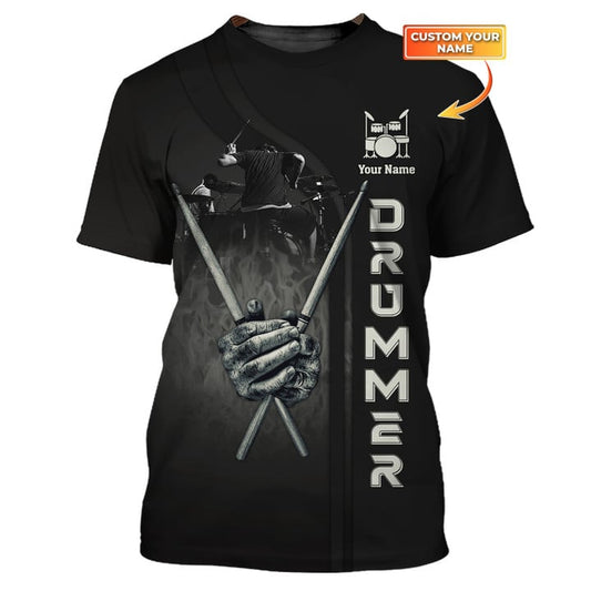 3D All Over Print Drum Shirt, Drummer Tee Shirt Drums Personalized Name 3D T-Shirt TO3108