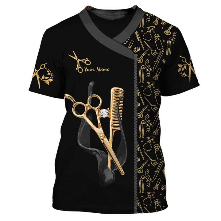 3D All Over Print Women's Hairdresser Salon Hairstylist T-Shirt Uniform T-Shirt TO3101