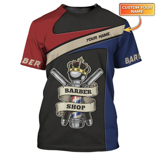 Barber Shop Tshirt Custom Barber Tee Shirt Barber Shop 3D Logo Shirt, Uniform Gift Barber TO3322