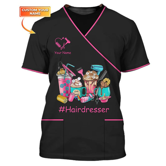 Hairdresser Tee Shirt Custom Hair Salon Tshirt Hair Hustler Drink & Tools 3D Print TO3103