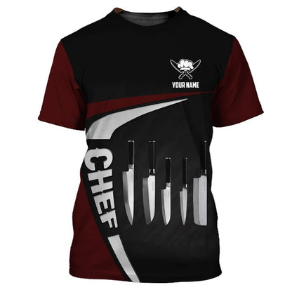 Personalized Custom Name Chef 3D Shirt, Chef - Cook, Perfect Gift for Master Chef, Knife Shirt TO3328