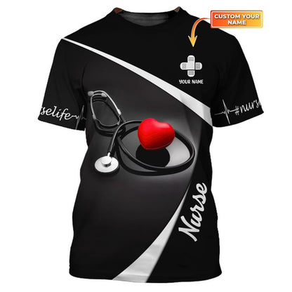 Nurse Heart 3D Tee Shirt Nursing Custom Tshirt, Perfect Shirt for Nurse, Nurse Heart Shirt TO3366