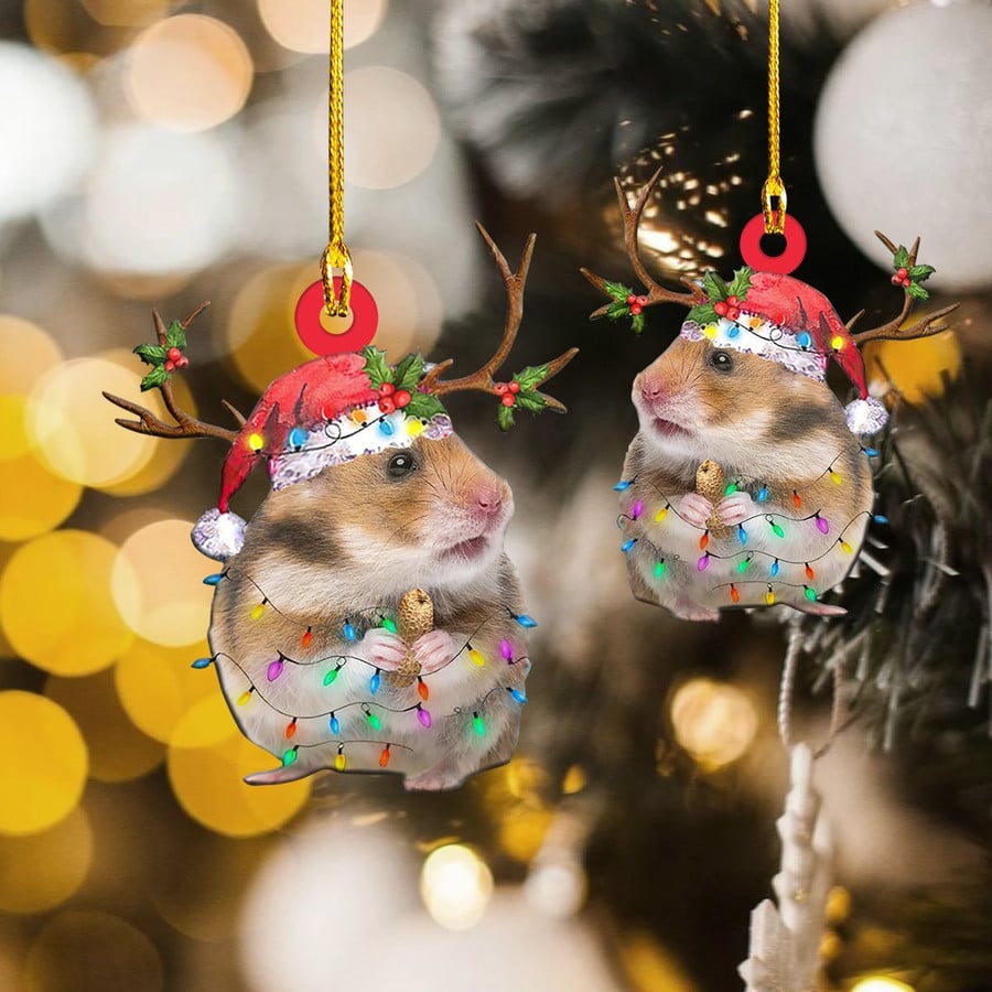 Hamster Christmas Light Shaped Ornaments, Gift for Hamster Lover, Hamster Ornament OO1699