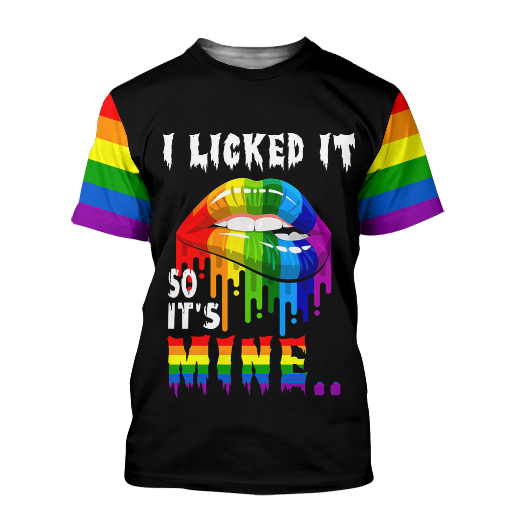 I Lick It So Its Mine Rainbow Lip LGBT Pride Gift 3D All Over Print Shirt LO0650