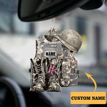 Personalized Flat Acrylic Car Hanging Ornament For Military Uniform UK OO0114