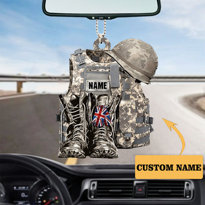 Personalized Flat Acrylic Car Hanging Ornament For Military Uniform UK OO0114