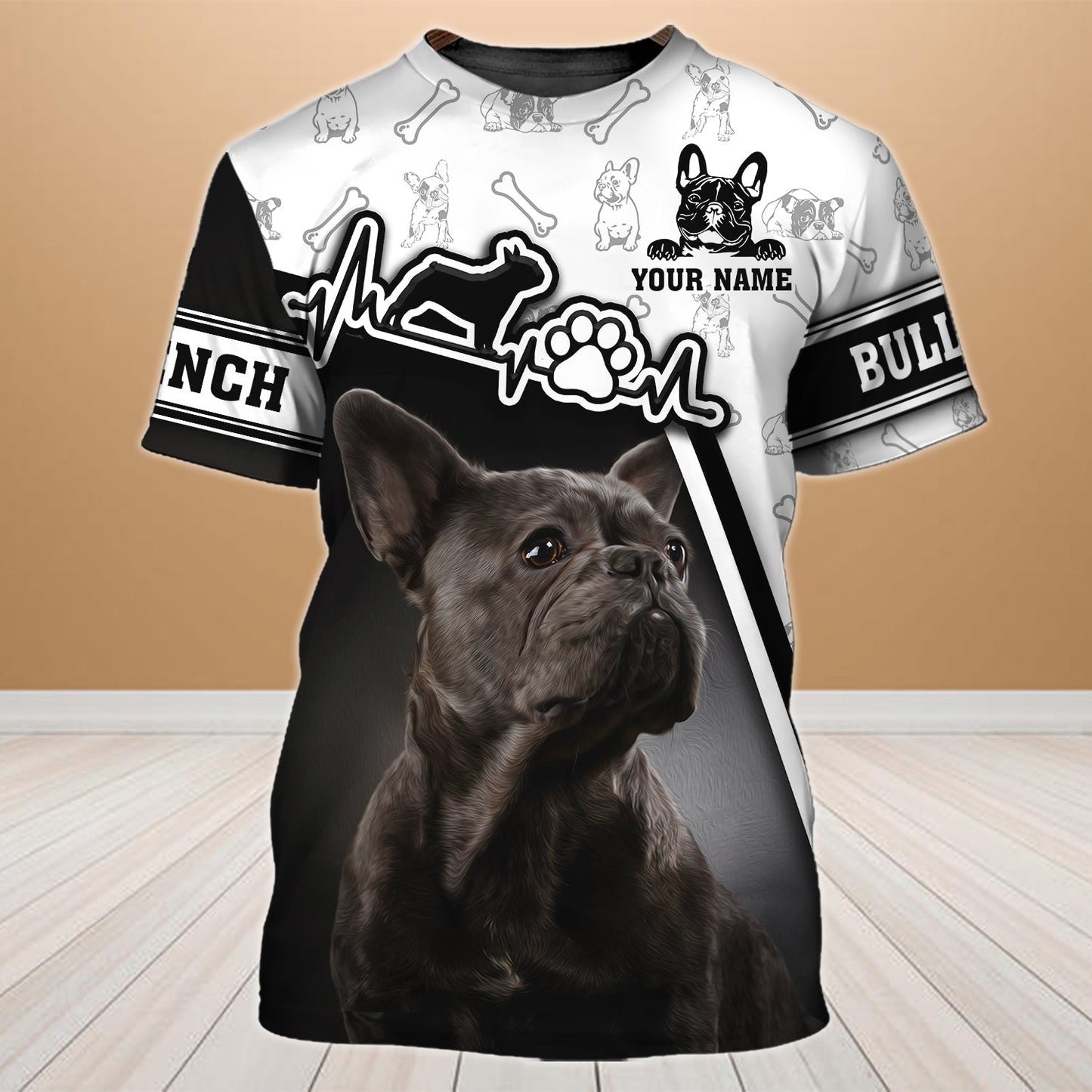 Personalized Name 3D T Shirt Printed With Dog Love French Bulldog TO1125