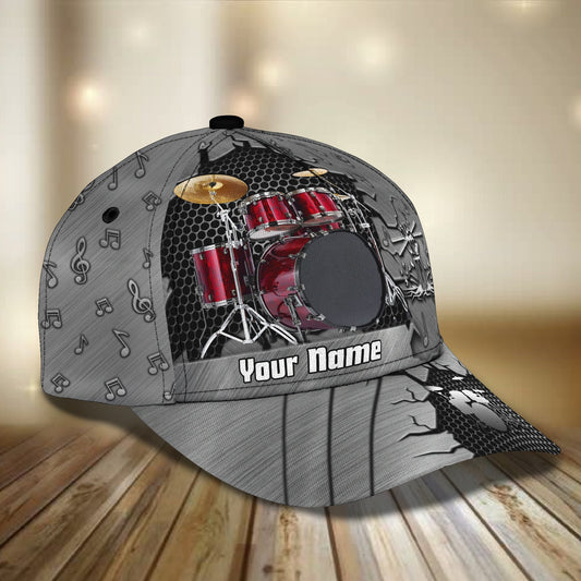 3D Classic Cap Drummer Personalized Name Cap 75, Lasfour CA2059