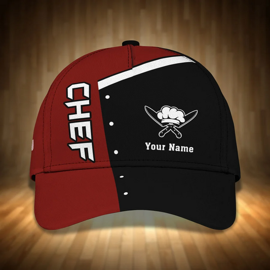 Chef Ball Cap Cook Cap Chef Classic Cap Black & Red CA0362