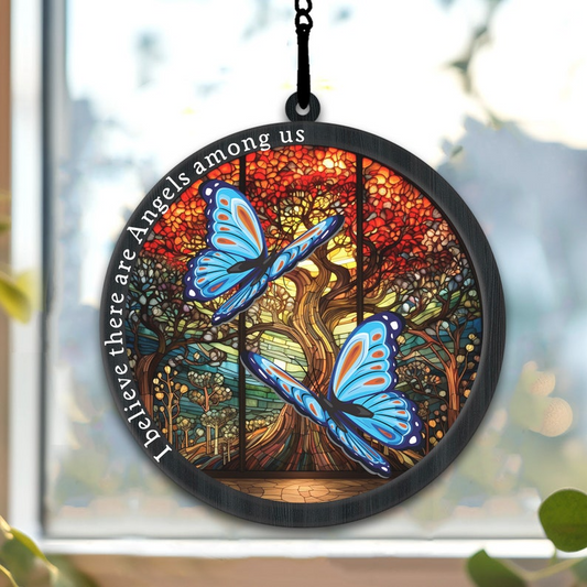 Memorial Butterfly Suncatcher, Stained Glass Butterfly Suncatcher, Memorial Ornaments, Memorial Gift OA0061