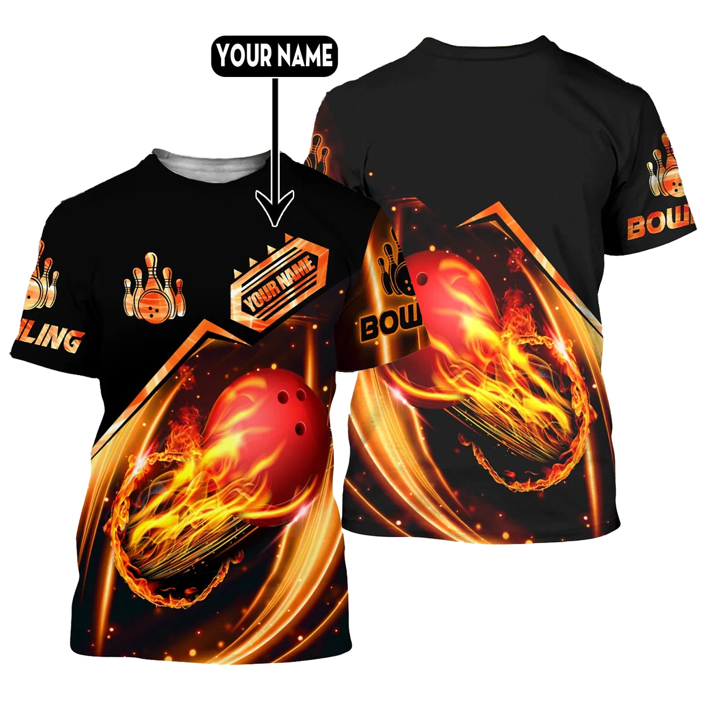 Custom Flame Bowling TShirts Unisex BOT0008