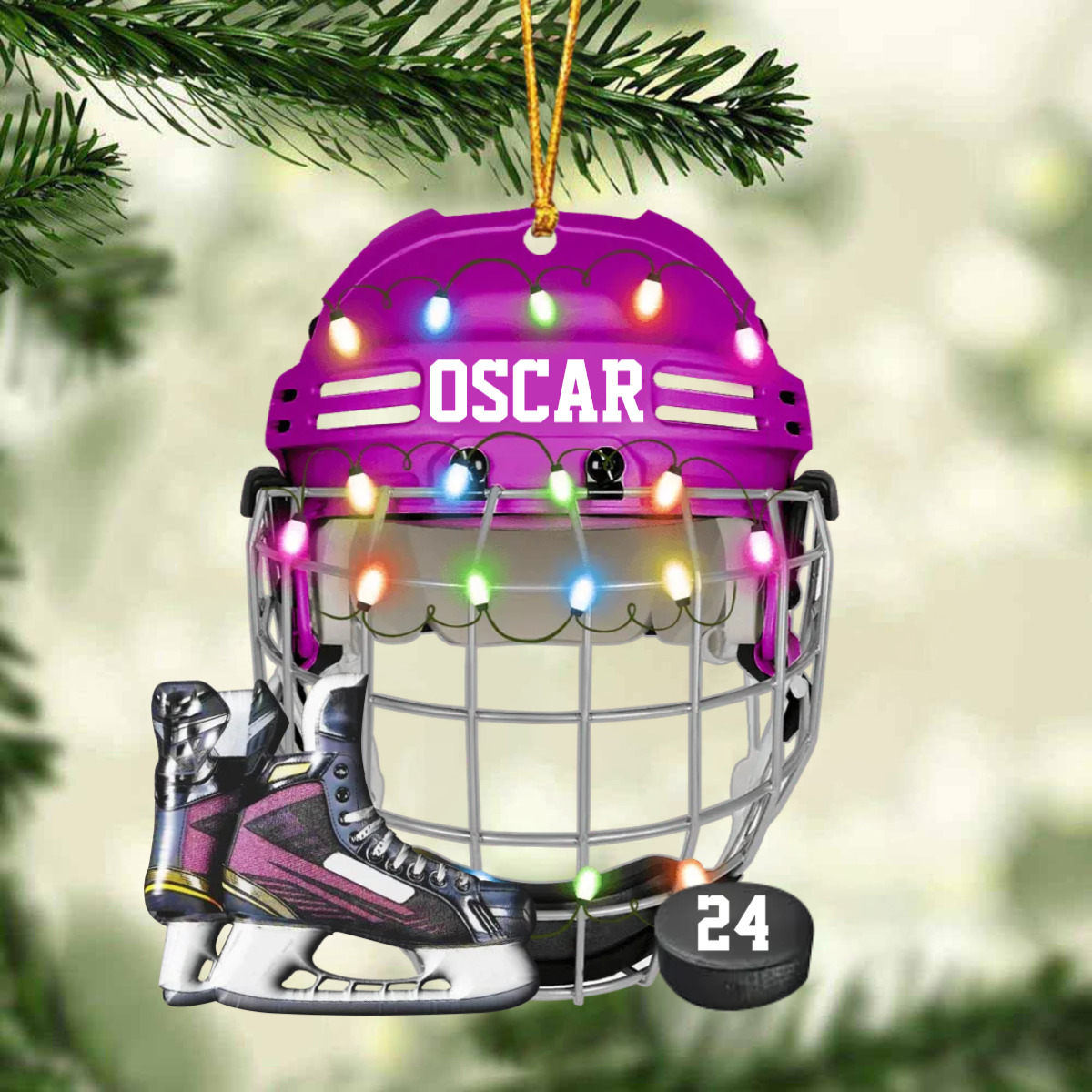 Personalized Ice Hockey Helmet Custom Name Ornament Shaped Ornament OO1807