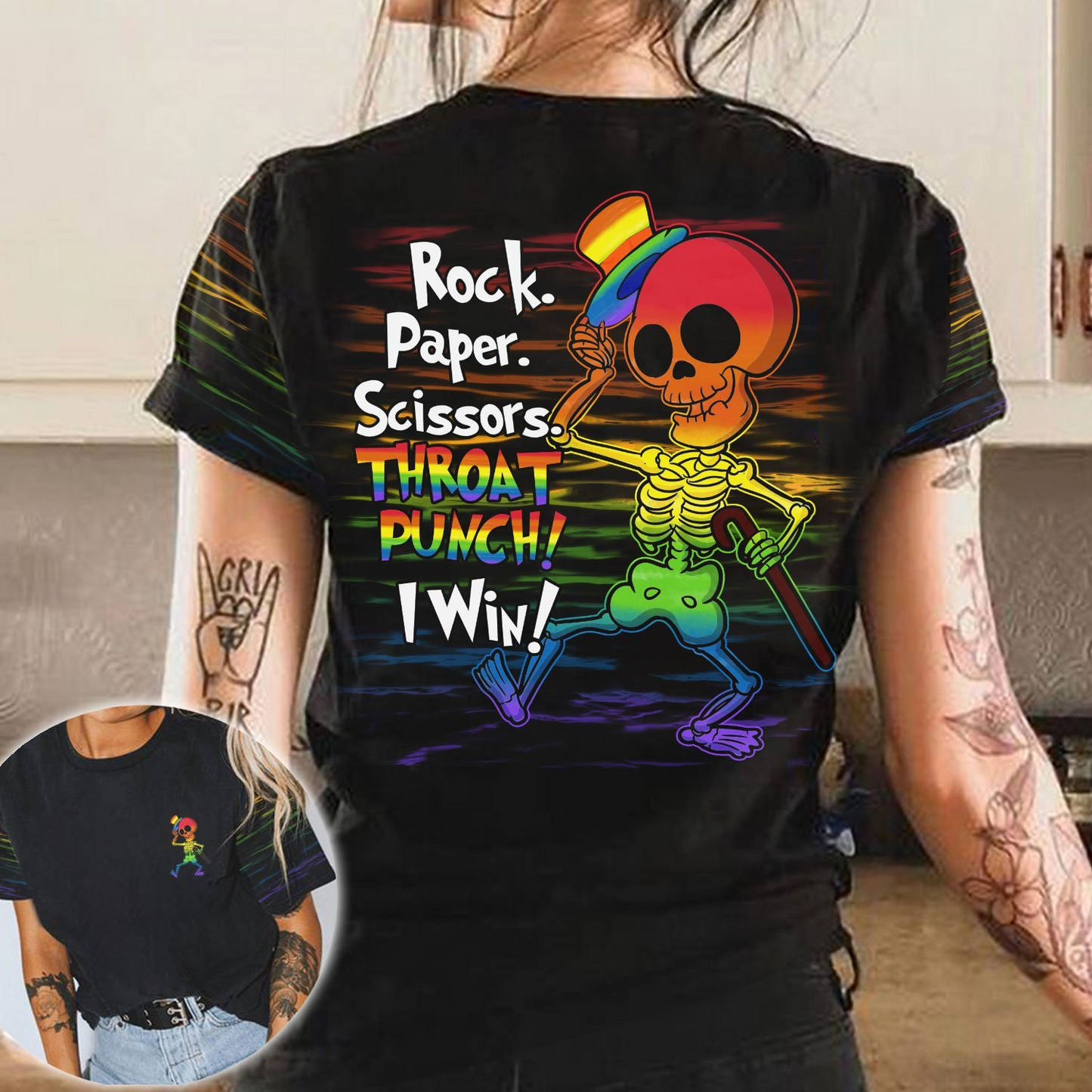 Funny LGBT Shirt, Rock Skeleton Gay Pride Shirt, Gift To Lesbian, Gift For Gay On Pride Month LO0687