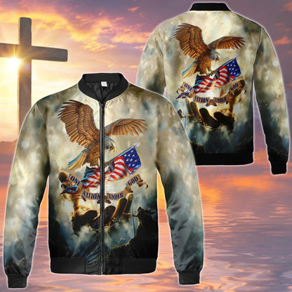 One Nation Under God Eagle American Flag Hand Of God All Over Print Shirt 4Th Of July 3D Sweatshirt TO0228