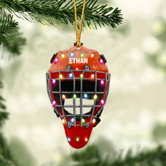 Version 3 Ice Hockey Helmet With Cage - Personalized Christmas Ornament - Gifts For Ice Hockey Lovers OO1809