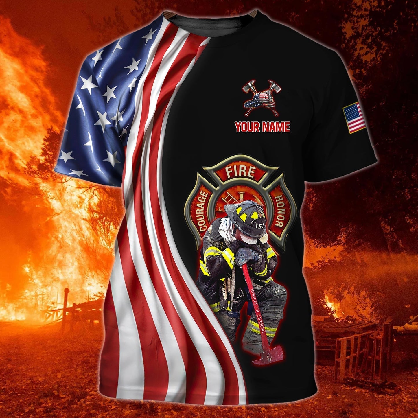 Personalized Firefighter Job Shirts Full Printing, Proud To Have Save American Firefighter Mand T Shirts TO0646