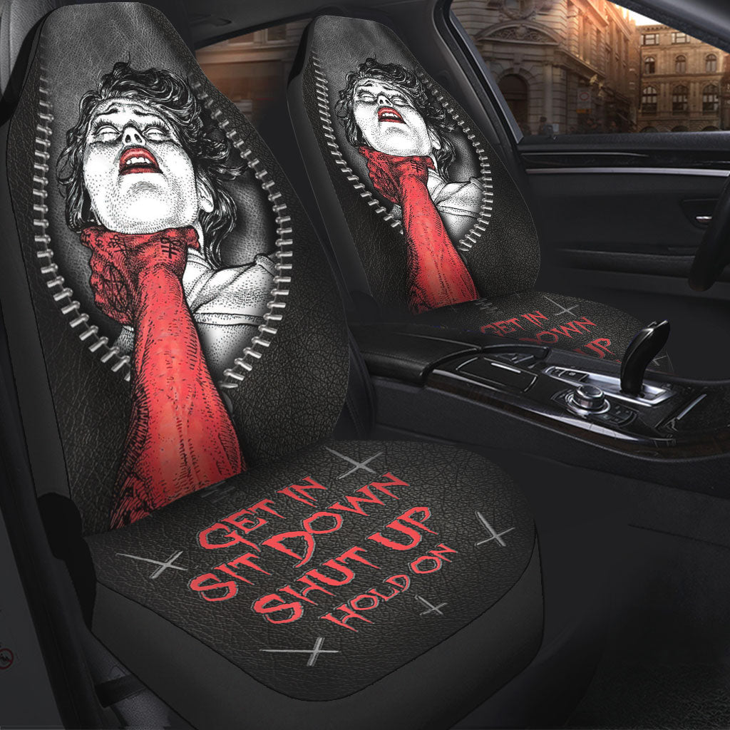 Front Car Seat Cover For Halloween, Get In Sit Down Shut Up Hold On, Satan Seat Covers For Men Women SO0313