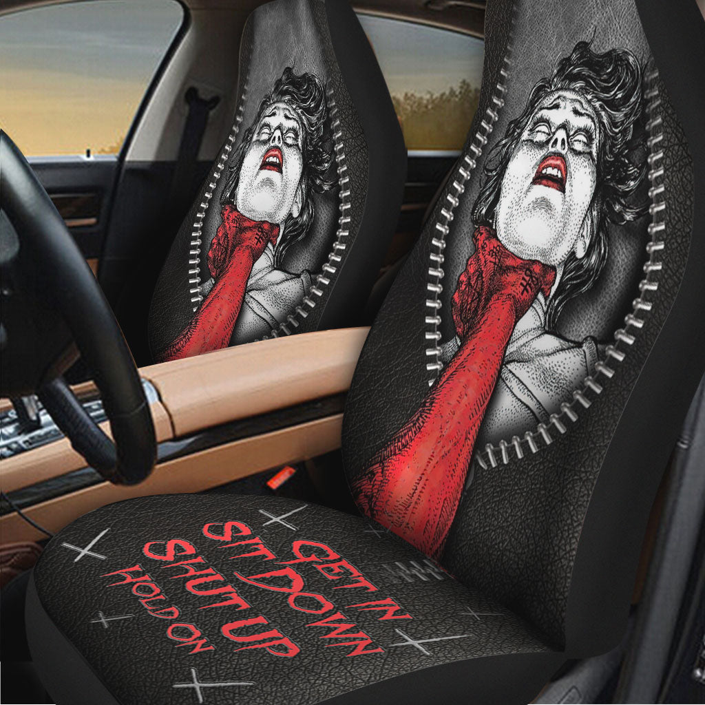 Front Car Seat Cover For Halloween, Get In Sit Down Shut Up Hold On, Satan Seat Covers For Men Women SO0313