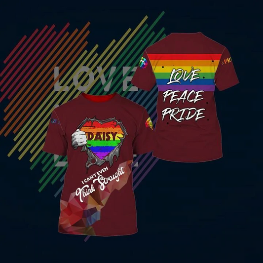 Custom With Name Rainbow Peace Sign, I Can't Even Think Straight Shirt, Straight Pride Shirt, Shirt For Pride LO0844