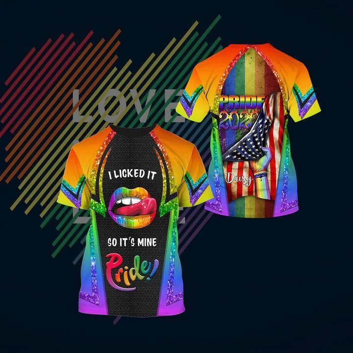 Personalized Pride Shirt With Name And Year, I Licked It So It Is Mine, Gift For Gaymer, 3D Shirt For Pride LO0836