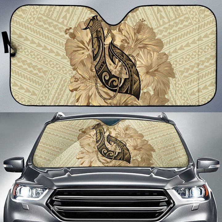 Light Brown Kakau Polynesia Hawaii Printed Car Sun Shade Cover Auto Windshields Lasfour SO0395