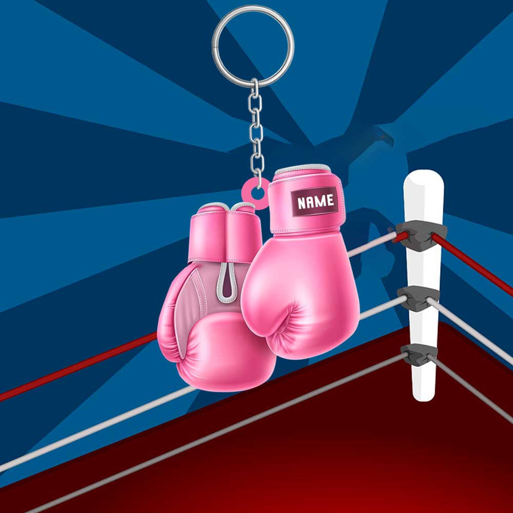 Personalized Boxing Keychain, Custom Boxing Gloves Flat Acrylic Keychain for Boxer SO0098