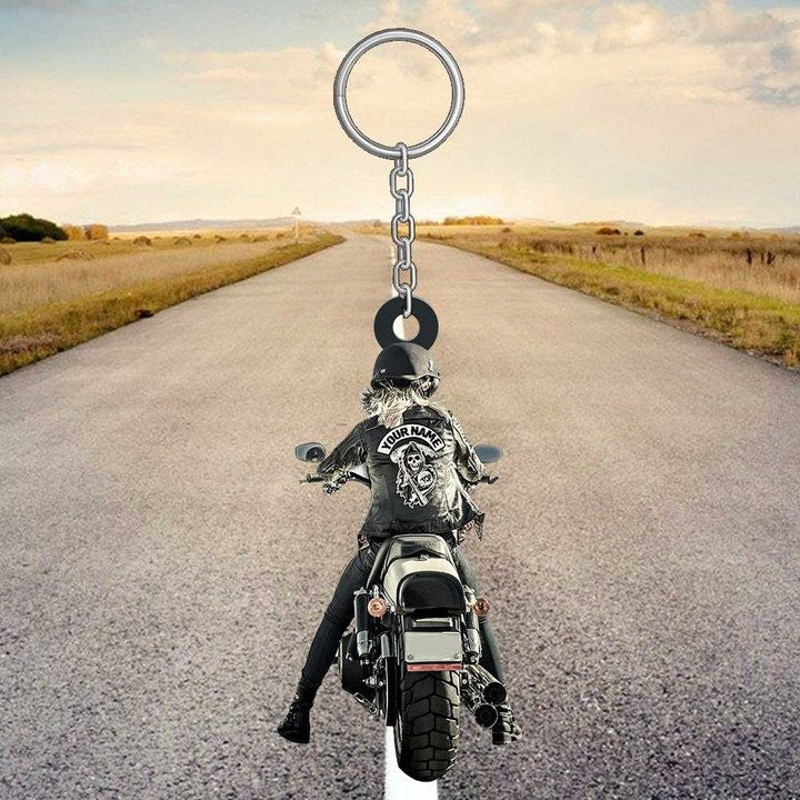 Personalized Biker Keychain, Custom Biker Vest Flat Keychain for Biker lovers SO0094