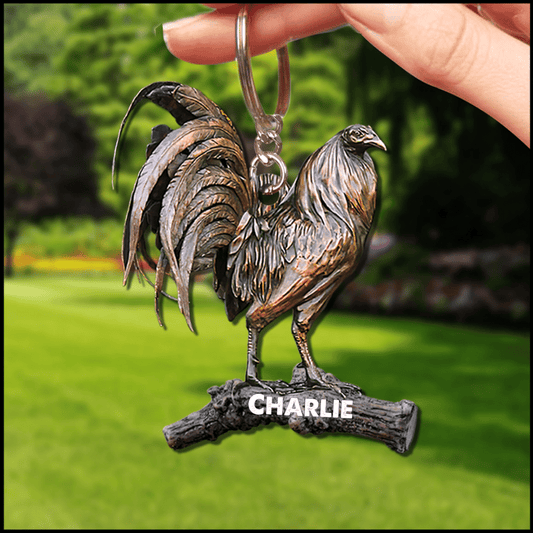 Personalized Rooster Acrylic Keychain for Rooster Lovers, Keychain for Boyfriend SO0093