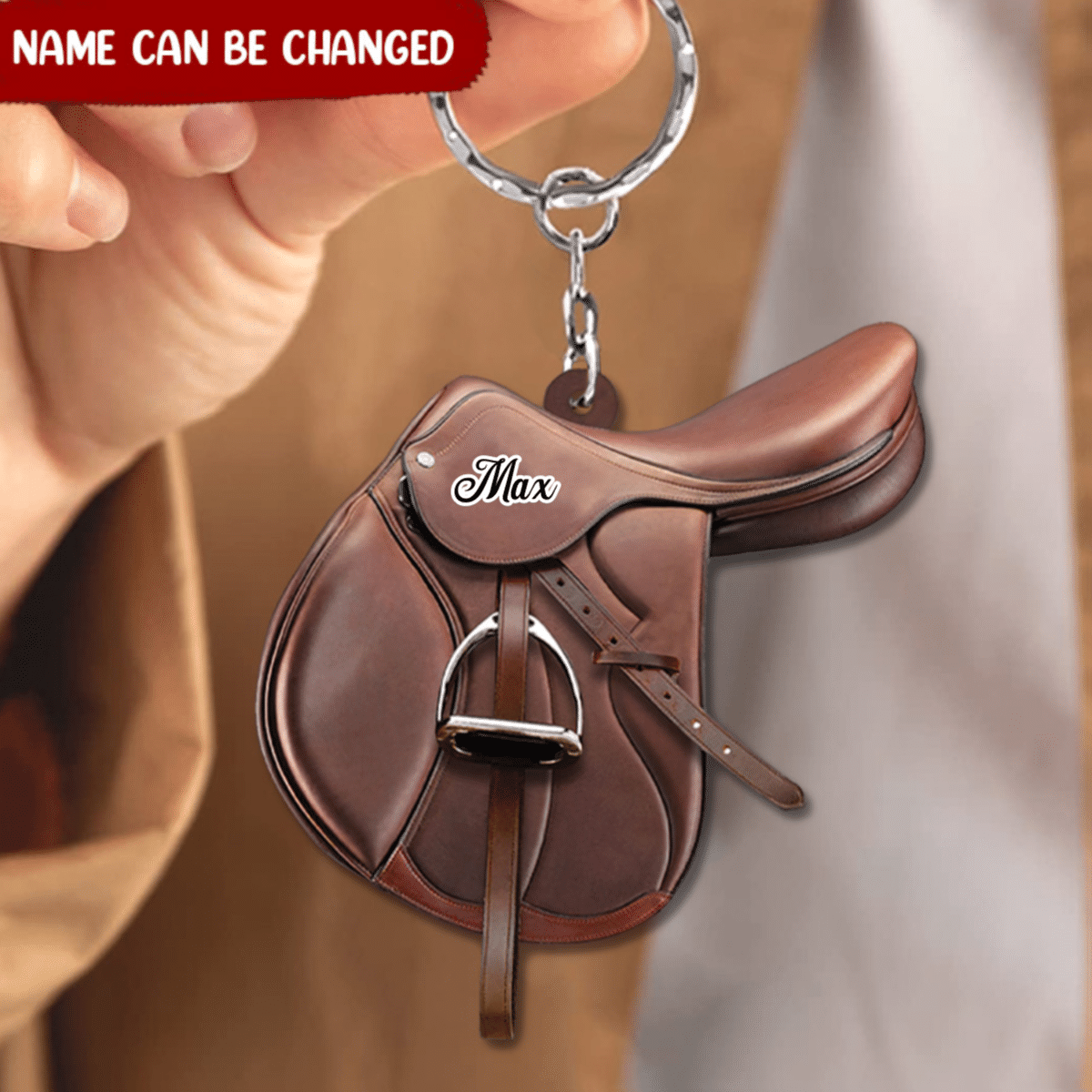 Horse Saddle, Personalized Cowboy Keychain, Cowgirl Acrylic Keychain For Horse Lovers, Name & Saddle Color can be changed SO0092