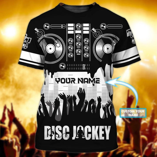 3D Print Disc Jockey T Shirt, Custom DJ Shirt Men Women Black Pattern TO2272