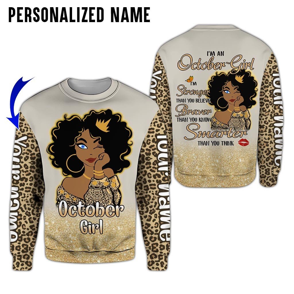 Personalized Name Birthday Outfit October Girl Leopard Skin All Over Printed Birthday Shirt TO2830