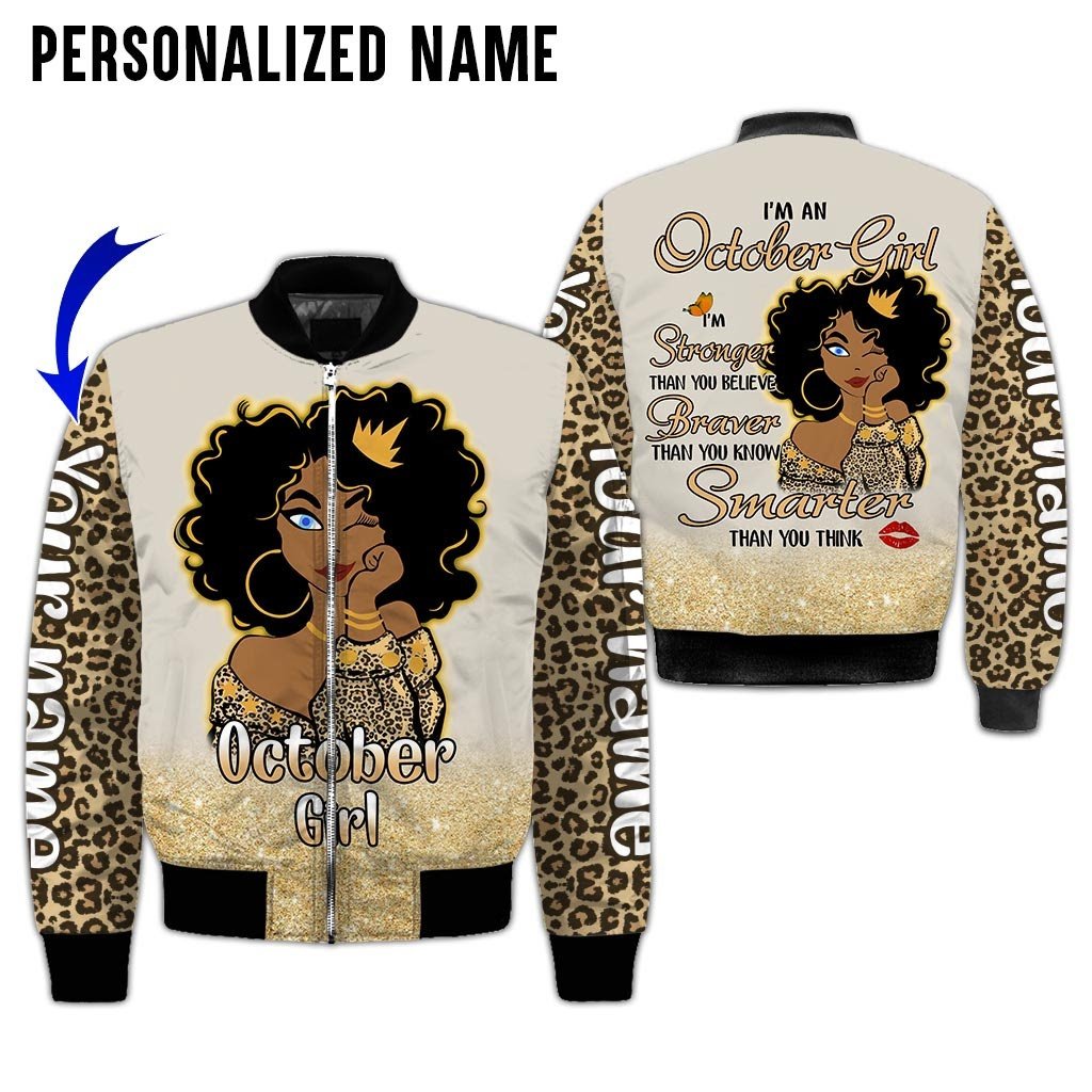 Personalized Name Birthday Outfit October Girl Leopard Skin All Over Printed Birthday Shirt TO2830