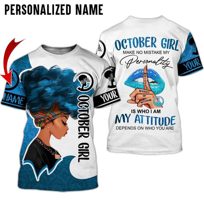 Personalized Name Birthday Outfit October Girl 3D All Over Printed Clothes TN0312R10 TO2838