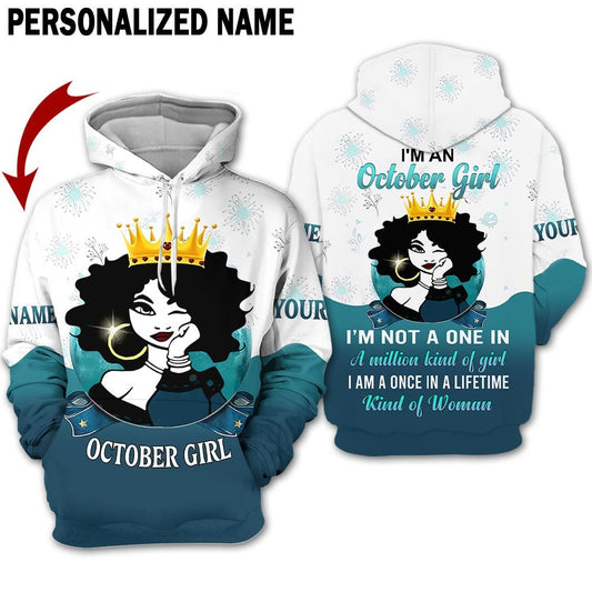 Personalized Name Birthday Outfit October Girl This Queen Kind Of Woman All Over Printed Birthday Shirt TO2841