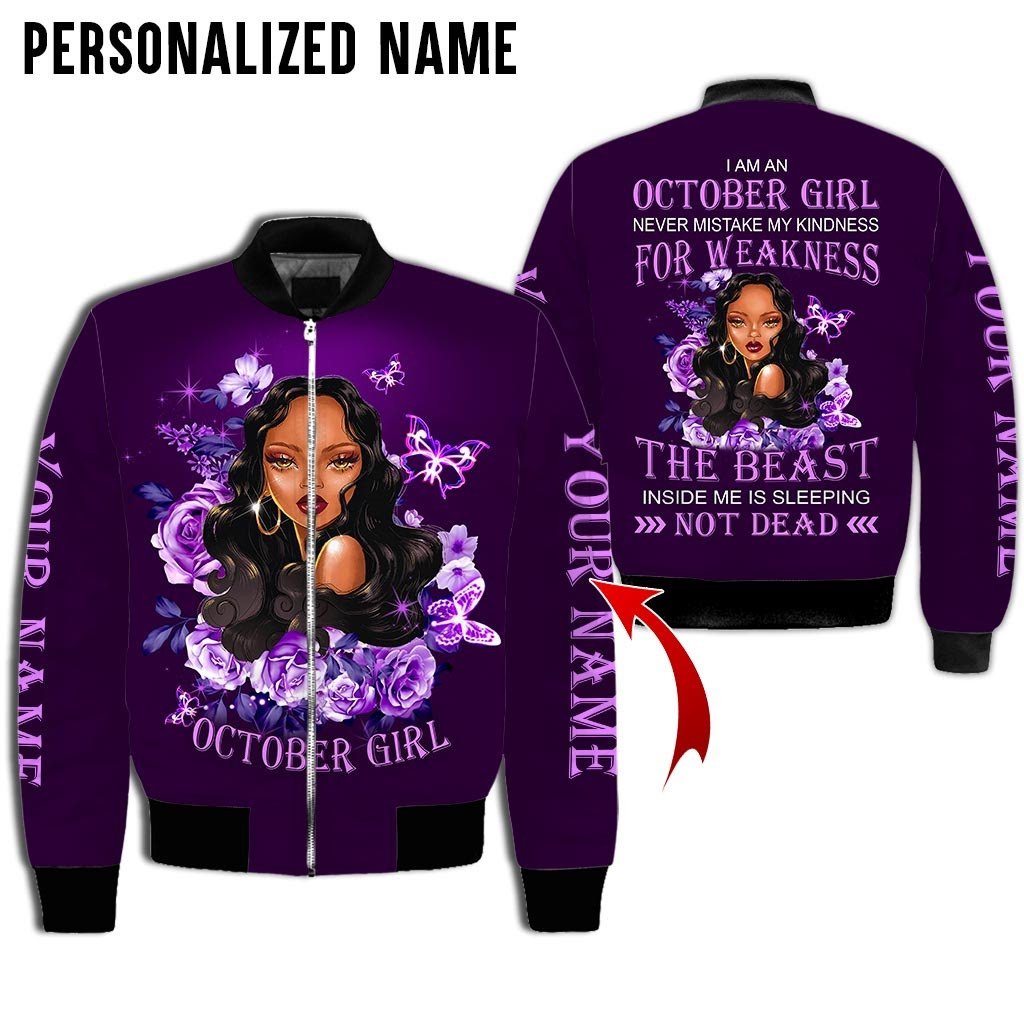 Personalized Name Birthday Outfit October Girl Not Dead Flower Purple All Over Printed Birthday Shirt TO2817