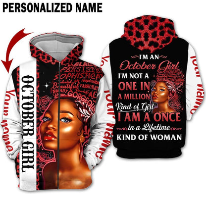 Personalized Name Birthday Outfit October Girl Red Kind Of Woman All Over Printed Birthday Shirt TO2808