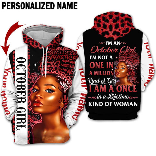 Personalized Name Birthday Outfit October Girl Red Kind Of Woman All Over Printed Birthday Shirt TO2808