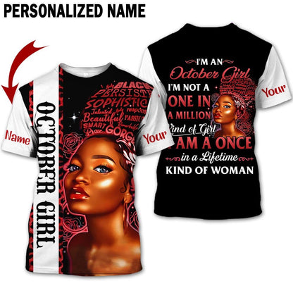 Personalized Name Birthday Outfit October Girl Red Kind Of Woman All Over Printed Birthday Shirt TO2808