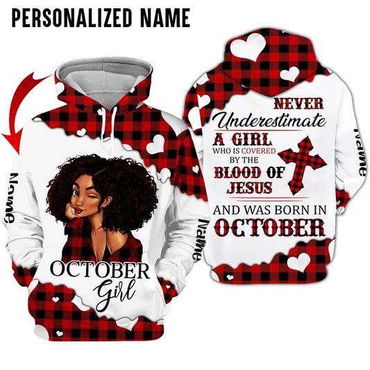 Personalized Name Birthday Outfit October Girl Blood Of Jesus All Over Printed Birthday Shirt TO2845