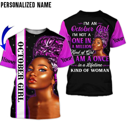 Personalized Name Birthday Outfit October Girl Kind Of Woman Purple All Over Printed Birthday Shirt TO2811