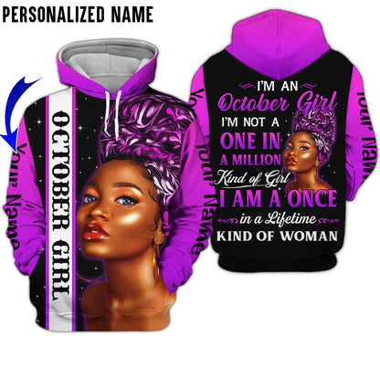 Personalized Name Birthday Outfit October Girl Kind Of Woman Purple All Over Printed Birthday Shirt TO2811