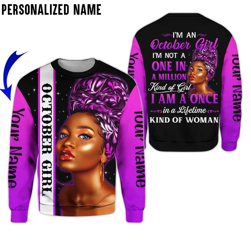 Personalized Name Birthday Outfit October Girl Kind Of Woman Purple All Over Printed Birthday Shirt TO2811