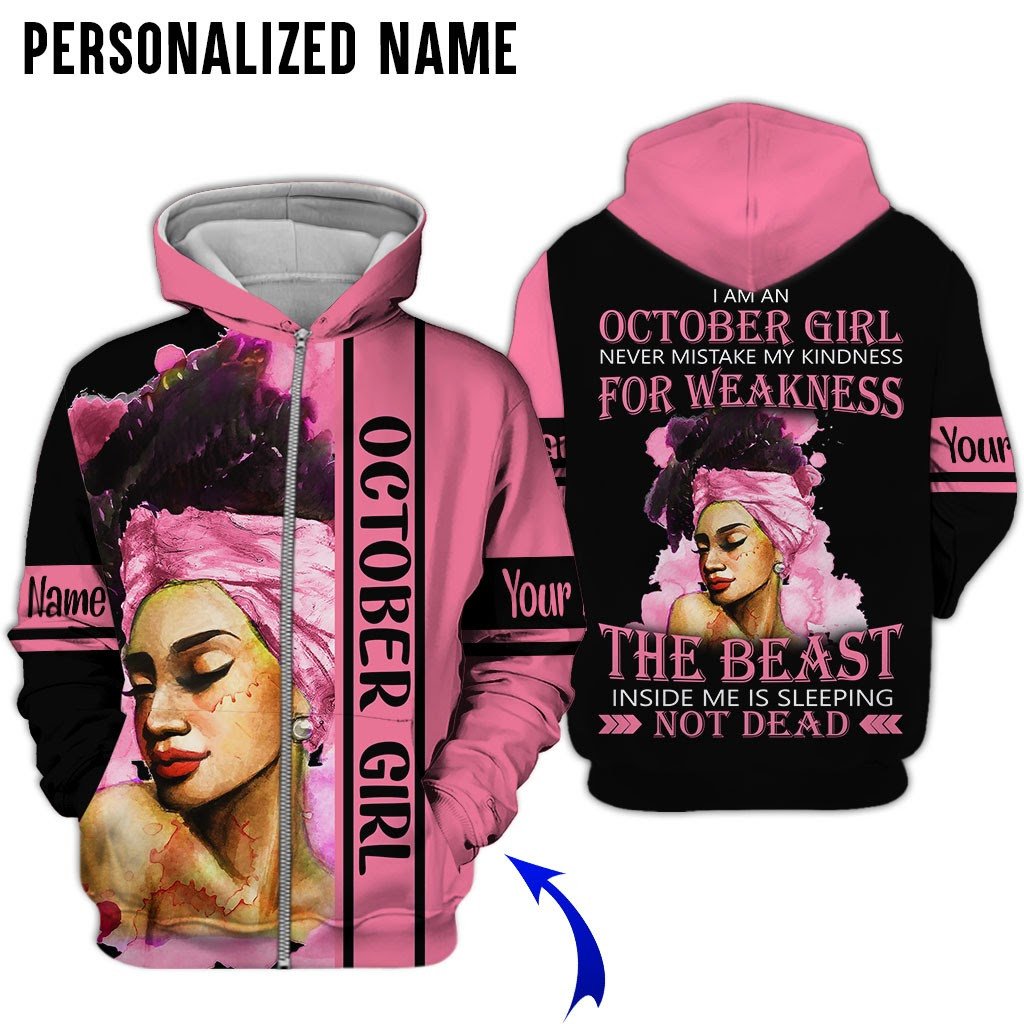 Personalized Name Birthday Outfit October Girl The Best Pink All Over Printed Birthday Shirt TO2814