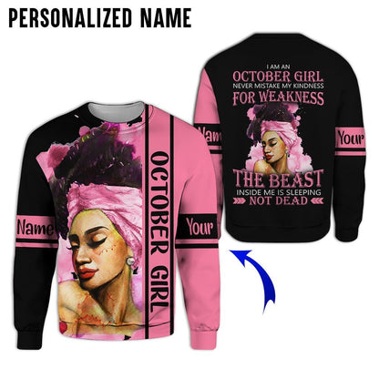 Personalized Name Birthday Outfit October Girl The Best Pink All Over Printed Birthday Shirt TO2814