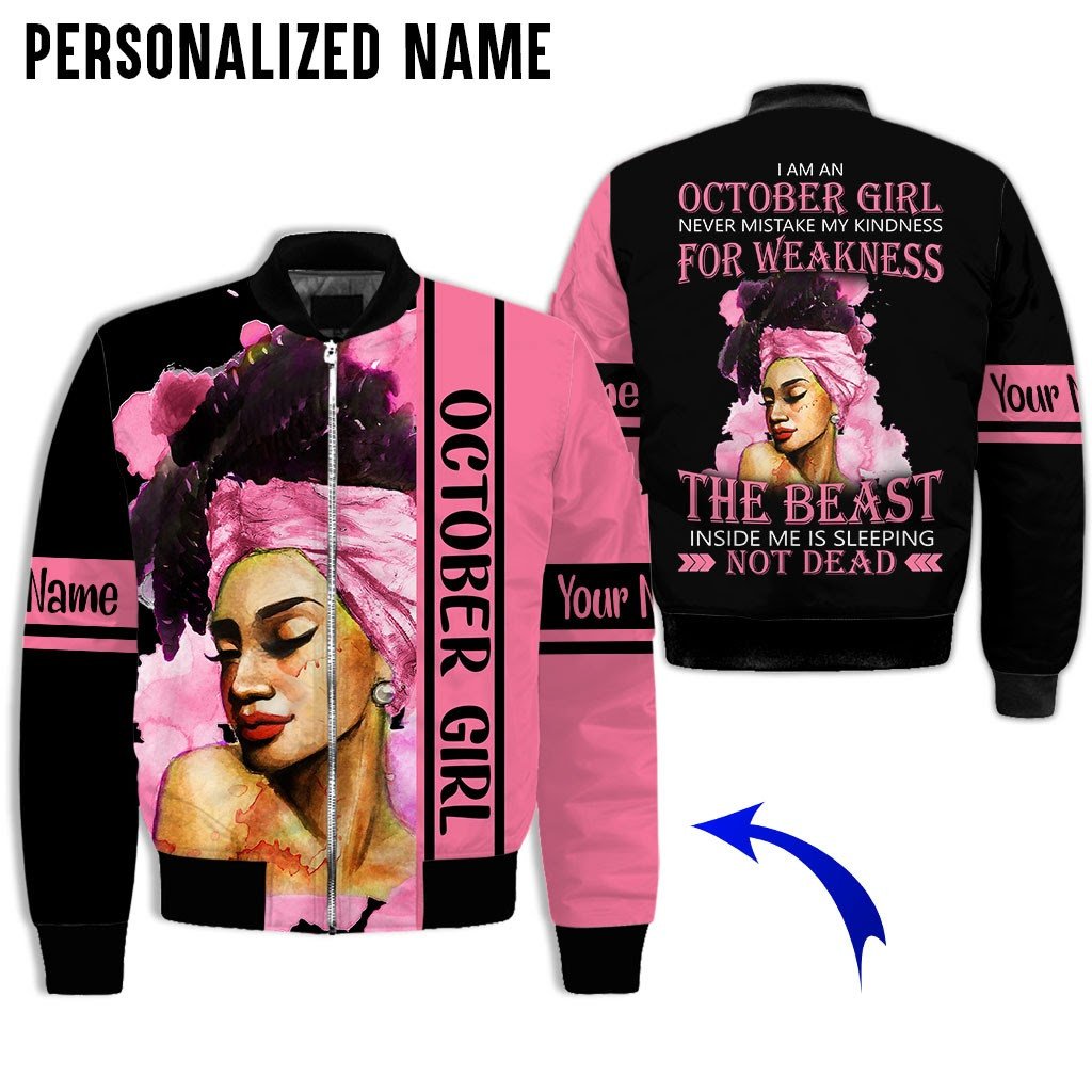 Personalized Name Birthday Outfit October Girl The Best Pink All Over Printed Birthday Shirt TO2814