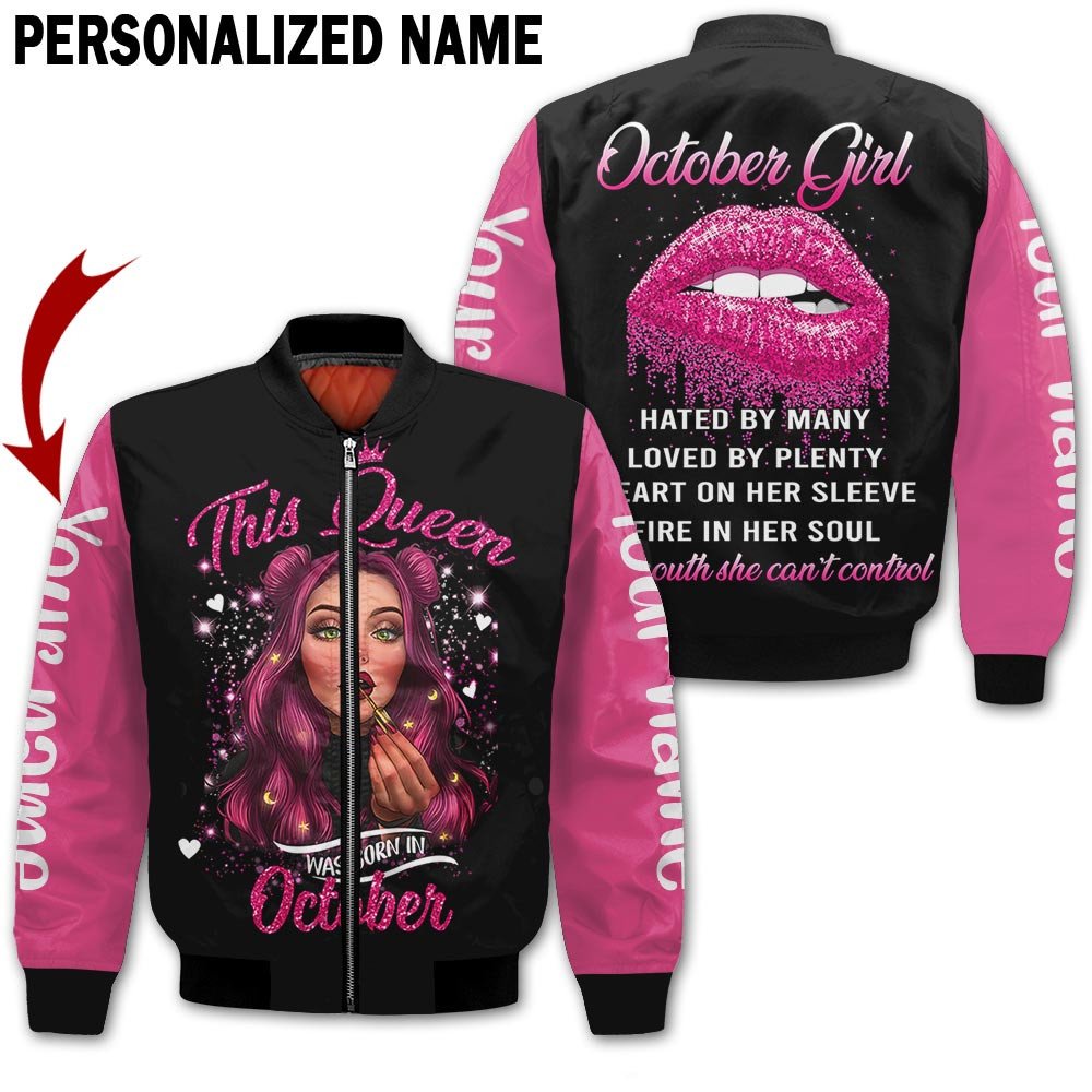 Personalized Name Birthday Outfit October Girl Beautiful This Queen Pink All Over Printed Birthday Shirt TO2813